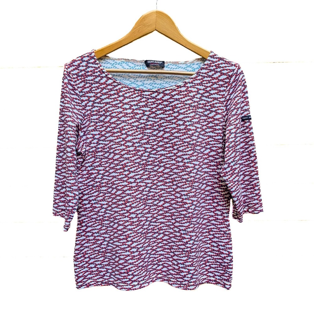 Saint James France Breton Top Womens 12 Nautical Rope Print‎ Blue Red